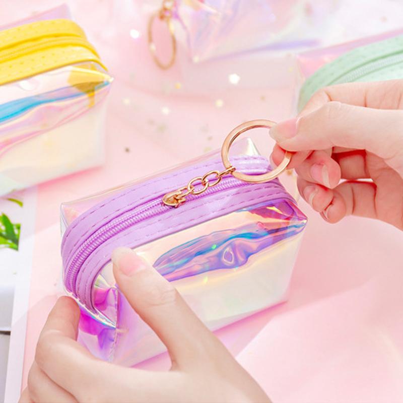 Pvc Transparent Laser Coin Purse Student Can Be Stored Waterproof Mini Coin Keychain Bag