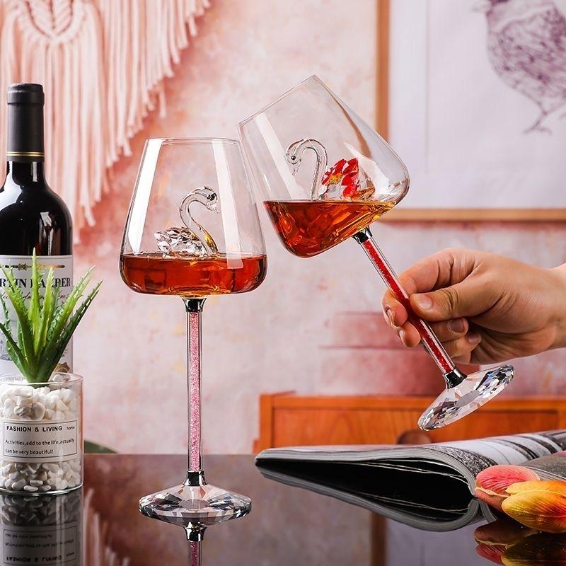 Bicchiere da Vino Cigno di Lusso Europeo, Elegante Calice Alto per Champagne e Vino Rosso per Bar e Feste