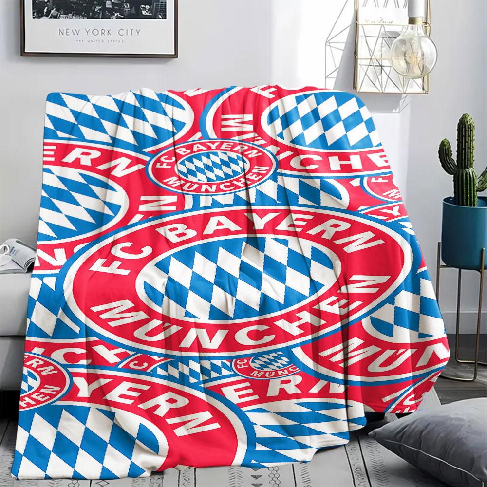 1PC FC Bayern Munich Patterned Flannel Blanket Suitable For All Seasons for Home Decor Warmth and Comfort Gifts Holiday Present