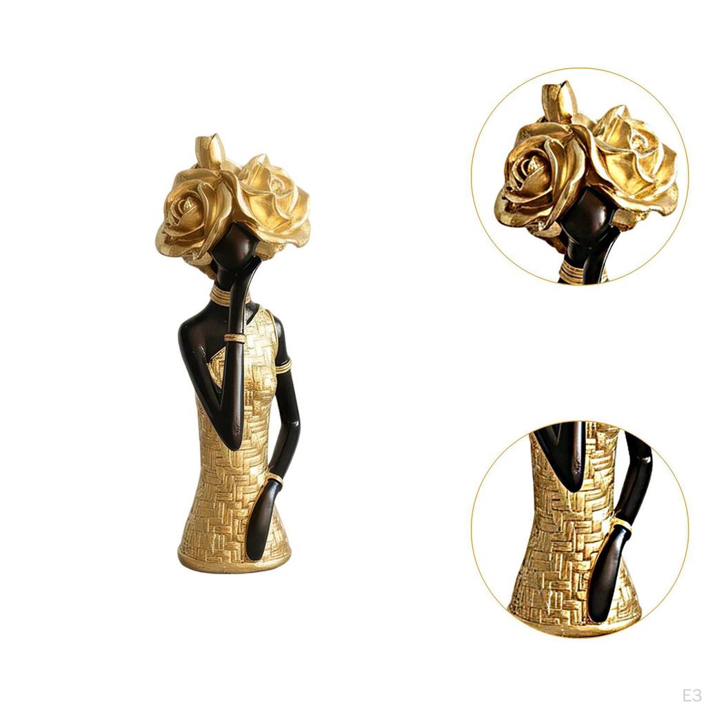 African Women Statue Desktop Decoration Collectible Elegant Gift Sculpture Resin Figurine for Home