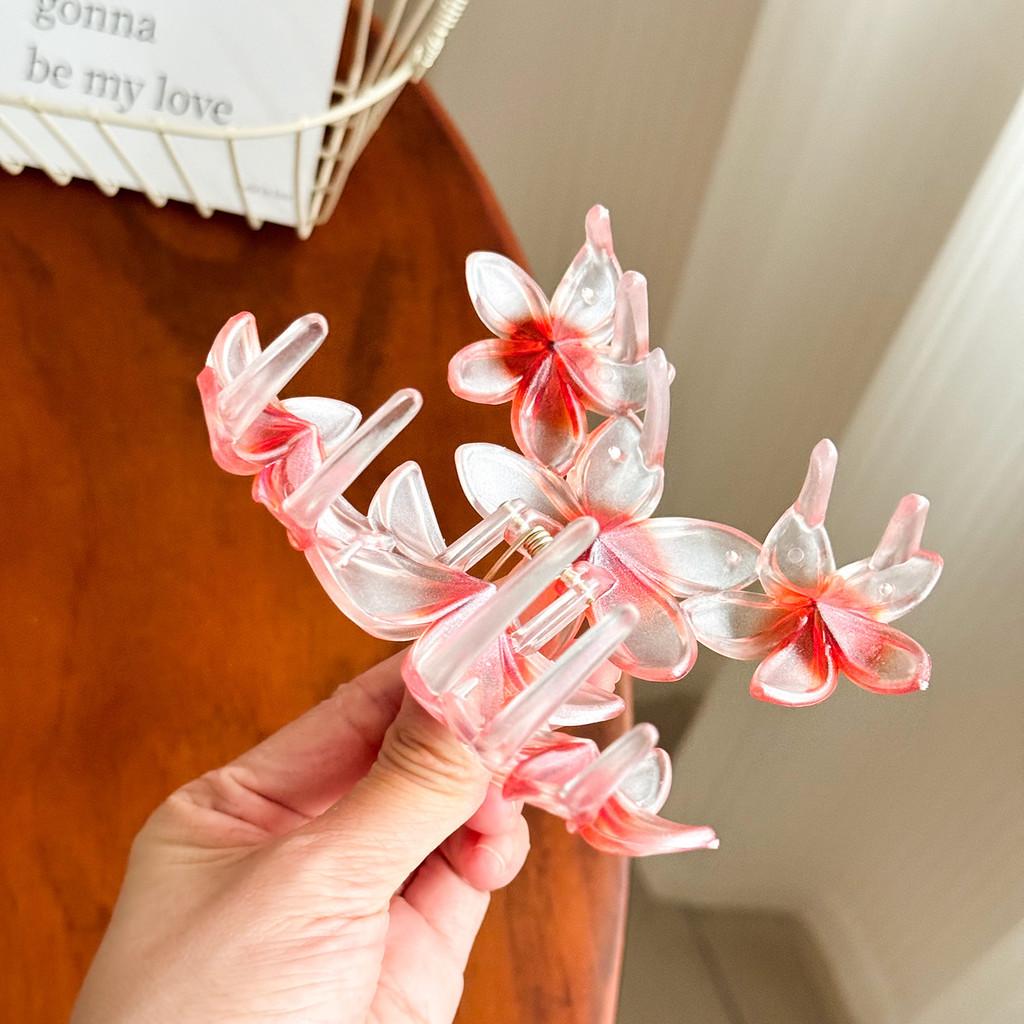 Chic Stylish 11cm Jelly Color Flower Hair Claw Clip For Women In Vibrant Shades