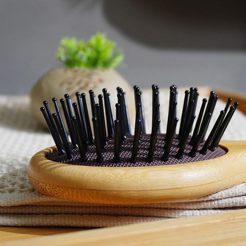 Mini Hair Comb Eco-Friendly Wooden Portable Air Cushion Cute Airbag Anti Static Wide Round Head Tooth Massage Combs Hair Brush