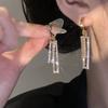 New Geometry Square Set Zircon Golden Tassel Earrings Women's Fashion Prom Accessories Party Zircon Birthday Anniversary Gifts