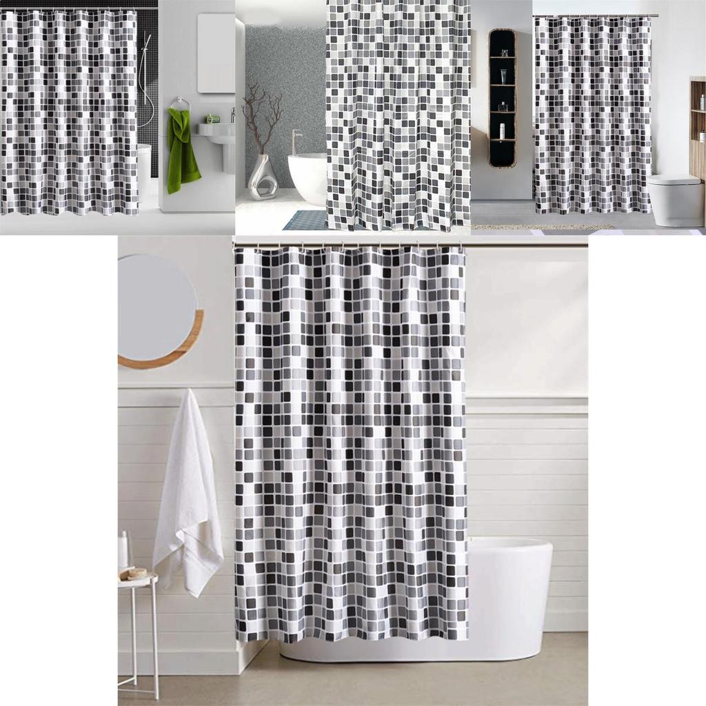Elegant Mosaic Design Bathroom Curtain With Waterproof Polyester Fabric For Modern Homes