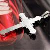 Fashion New Male Crystal Cross Jesus Pendant Gold/Black/Blue Color Zirconia Necklace Bamboo Chain Jewelry Gifts