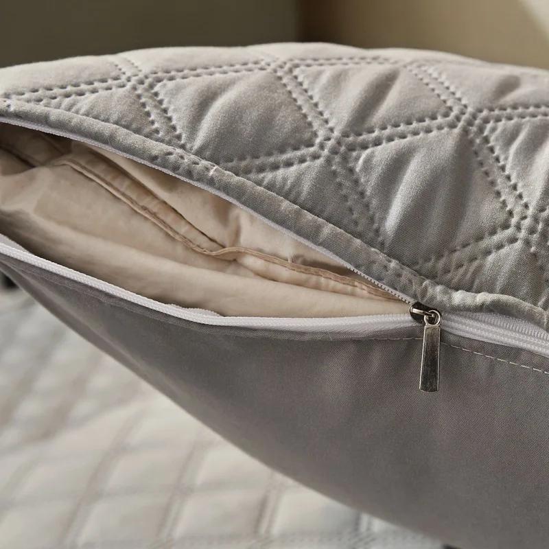 Solid Color 2Pc Waterproof Quilted Pillowcase Pillow Cover Case 48x74cm Pillowsham Anti-Mite Anti-Bacterial Bedroom