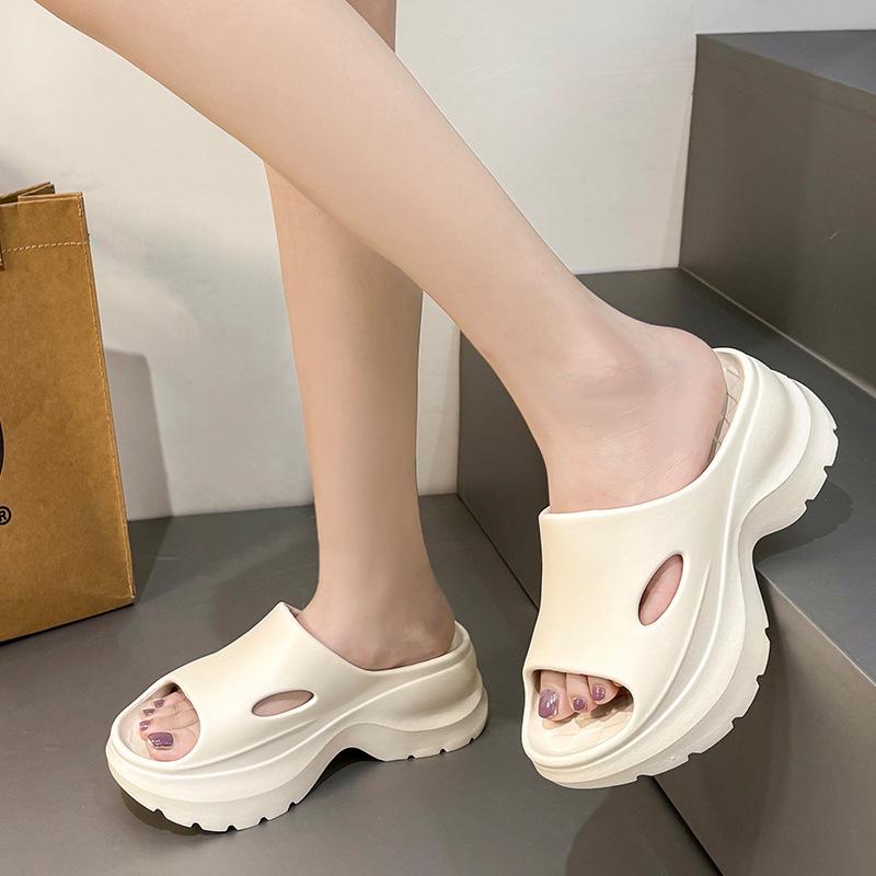 Thick-soled slippers women ins tide height cm soft-soled outdoor high-quality casual beach cool slippers 35/36