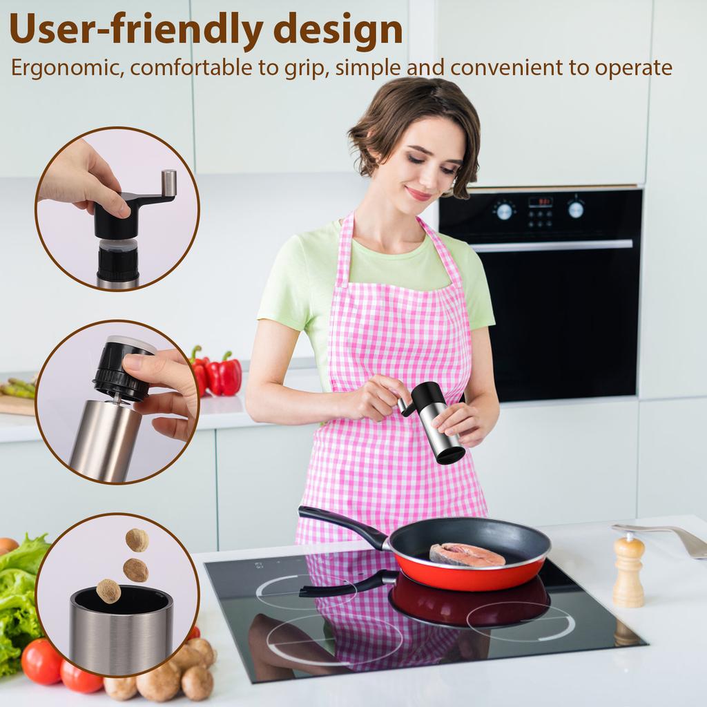1 Pc Manual Nutmeg Mill Grater Stainless Steel Spice Mill Adjustable Coarseness Grinding Machine for Cooking Kitchen Accessories