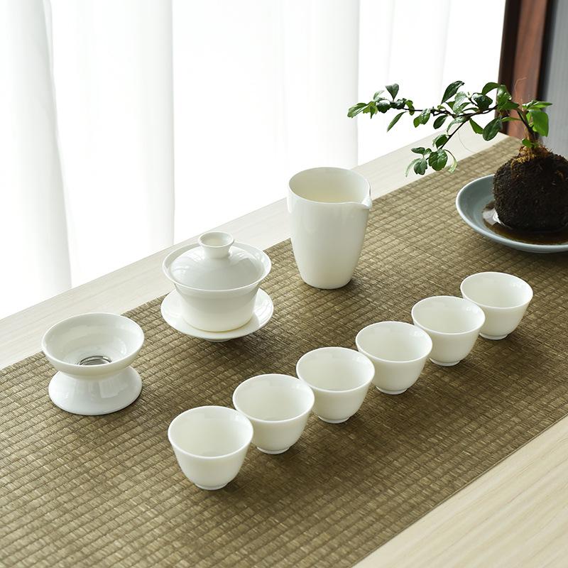 Lamb Fat White Porcelain Gongfu Tea Set - Customizable Tea Cups & Business Gift
