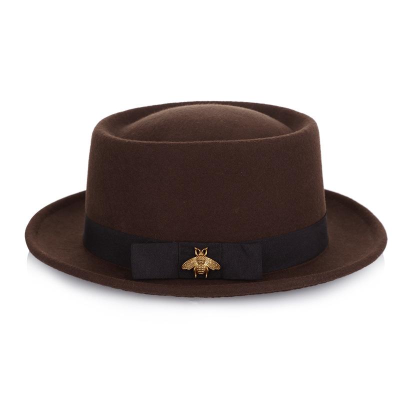 Hat Autumn and Winter Women Pure Wool Jazz Hat Fashion Bee Accessories Traditional Craft Felt Hat