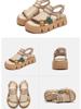 Johnature Γνήσιο δέρμα casual παχιά σόλα Peep Toe Σανδάλια Hollow Breathable Γυναικεία Παπούτσια Πλατφόρμας
