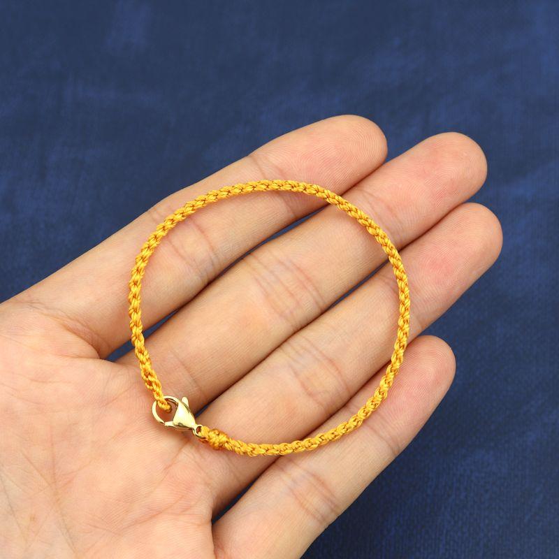 

Браслет из плетеного шнура ручной работы, с бусинами, носимый, с золотыми бусинами на удачу, мужской браслет, женский парный браслет, браслет на ногу Gold 2mm thick 17cm long