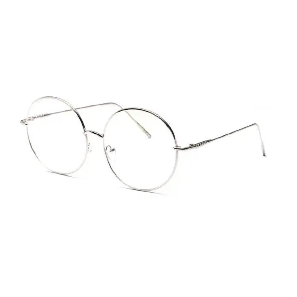 Übergroße runde Metall-Blaulichtfilter-Lesebrille für Damen und Herren, klare Gläser, Vintage-Brille, Presbyopie, Große Computerbrille