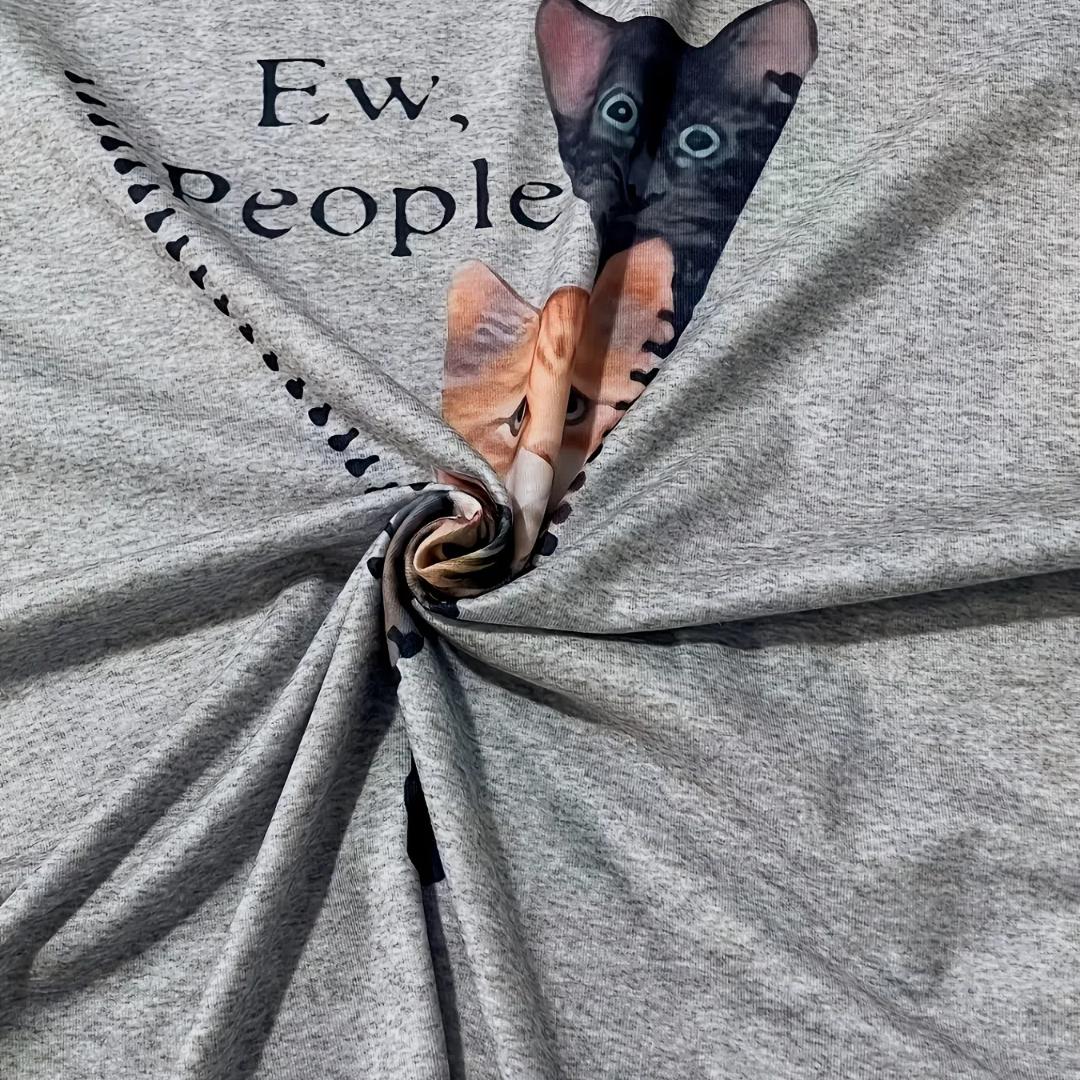 

Женская модная футболка с круглым вырезом и принтом кошек - повседневный топ с длинными рукавами для весны и осени - легкая, удобная, с художественным дизайном L