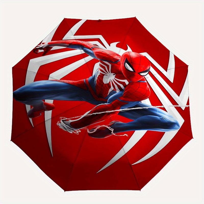 Spider Man Automatic Opening and Closing Umbrella 8 Ribs Windproof Portable Folding Umbrella with Plastic Handle, Suitable for Casual and