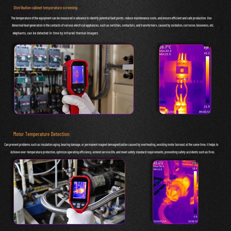 Uni-T UTi120S+ Infrared Thermal Camera for Industrial Leak Detection and Underfloor Heating.