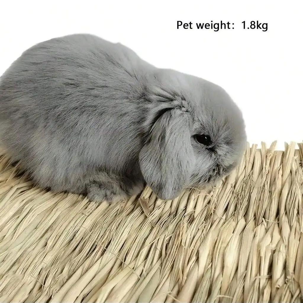1pc- Bunny Grass Mat Small Animal Woven Hay Mat Natural Straw Bedding Resting Cage Mat For Guinea Pig Chinchilla Hamster Rat