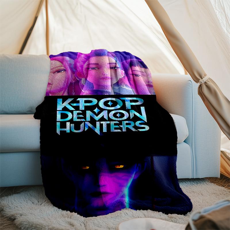 Coperta stampata a tema Cacciatori di Demoni KPop - Perfetta per divano, letto, viaggi e uso all'aperto | Lavabile in lavatrice, accogliente e resistente.