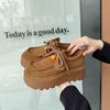 Muffin thick-soled lace-up women's new spring and autumn retro versatile small man height-increasing cotton shoes