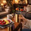 Cylinder Fruit Fork Holder Stainless Steel Mini Metal Box Toothpick Jar Holder  Dining Table