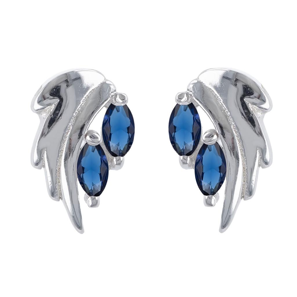 Les Trésors De Lily [R4809] - Silver Earrings 'Sissi' Silver Blue (rhodium) - 11x7mm