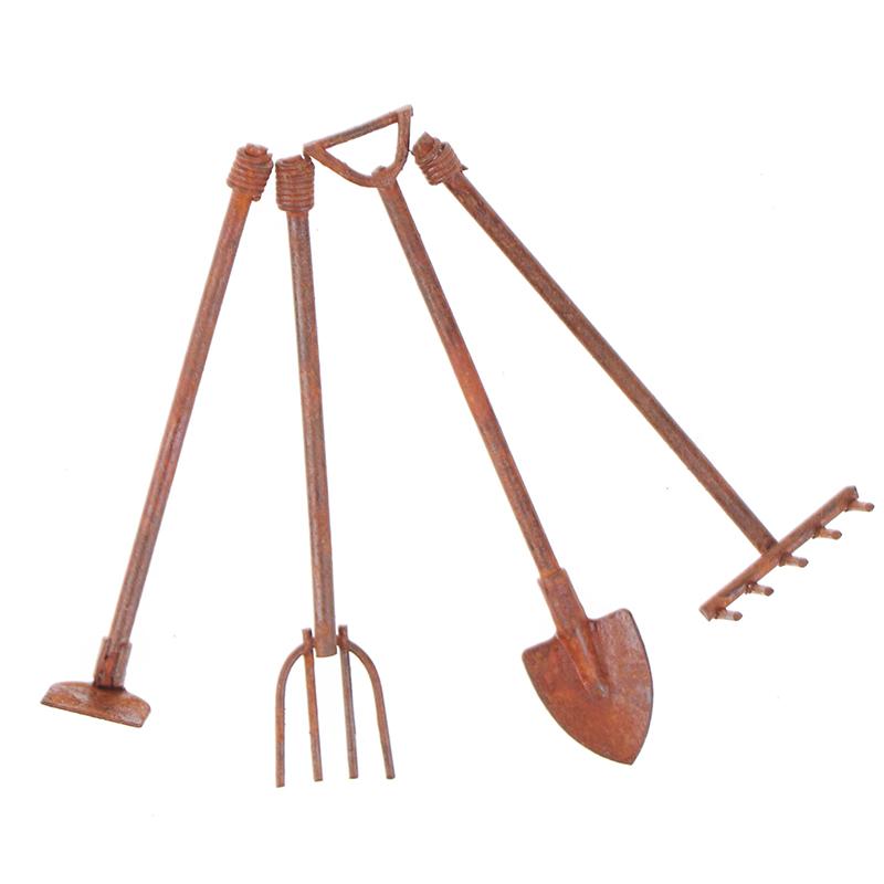 1:12 Dollhouse Mini Shovel Hoe And Pitchfork Farming Tools Fairy Garden Tool
