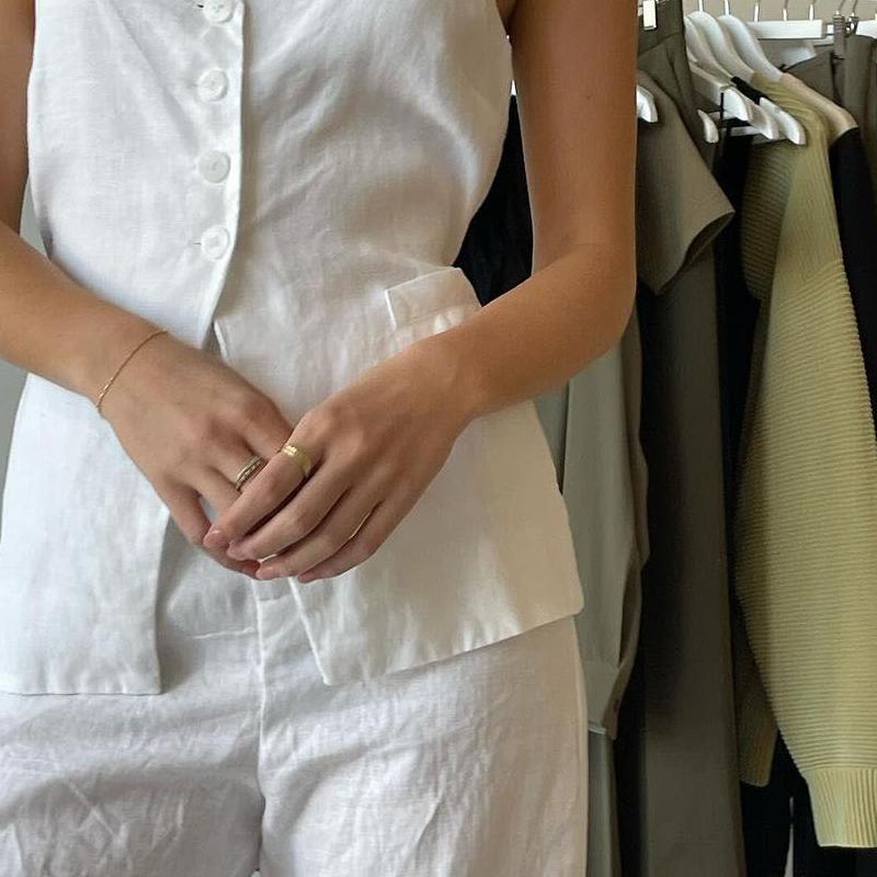 High-end New Style Vest Set All Cotton Square Neck Sleeveless Vest Top Long Pants Two-piece Set Women's Clothing