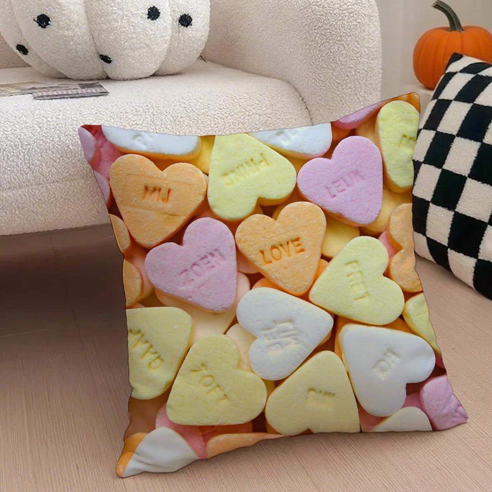 Artistic Romantic Valentines Day Love Cushion Cover Throw Pillow Cover Hidden Button Durable Polyester Chair Cushion