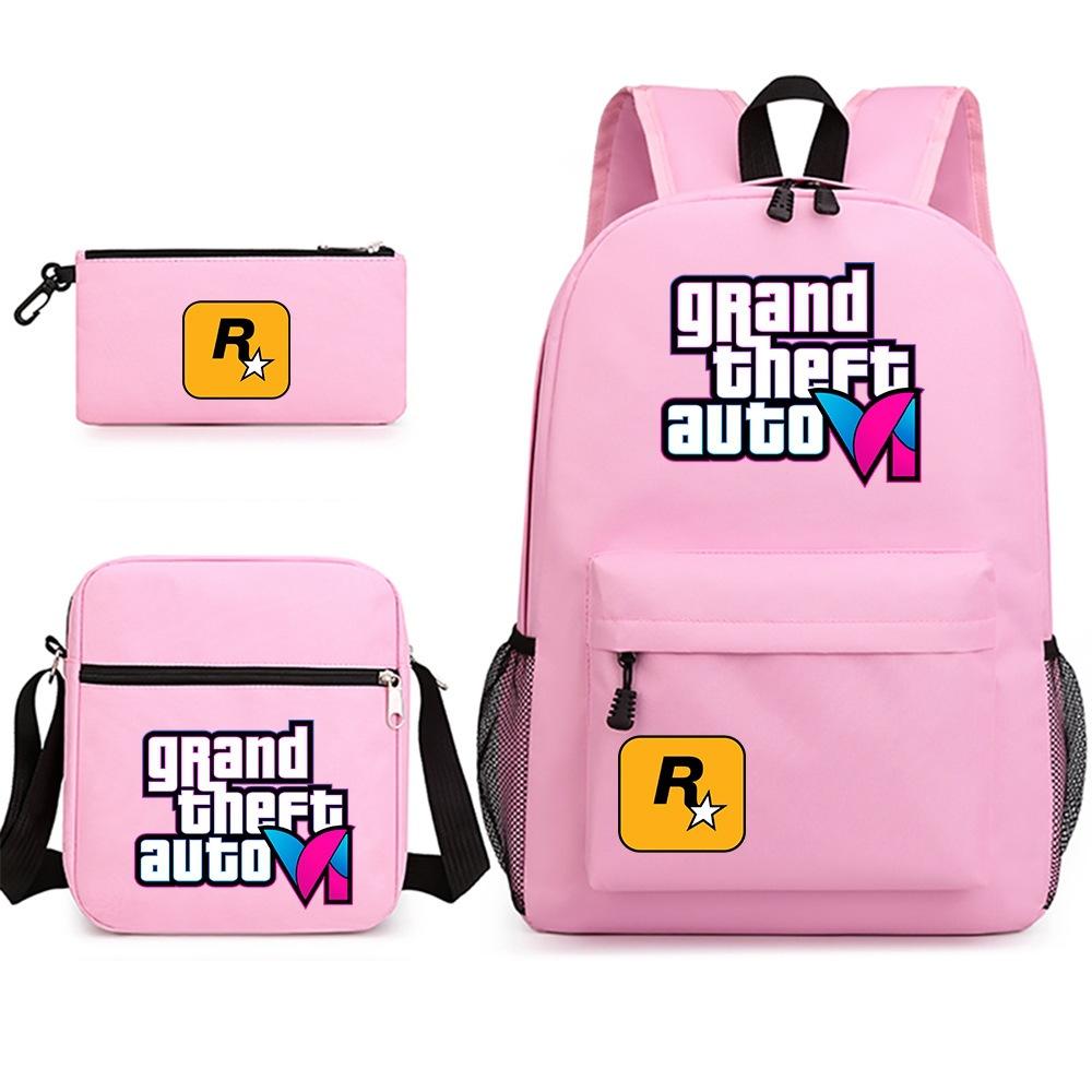 Grand Theft Auto Spel Merchandise Mode Student Schooltas Rugzak Schouder Etui 3-Delige Set