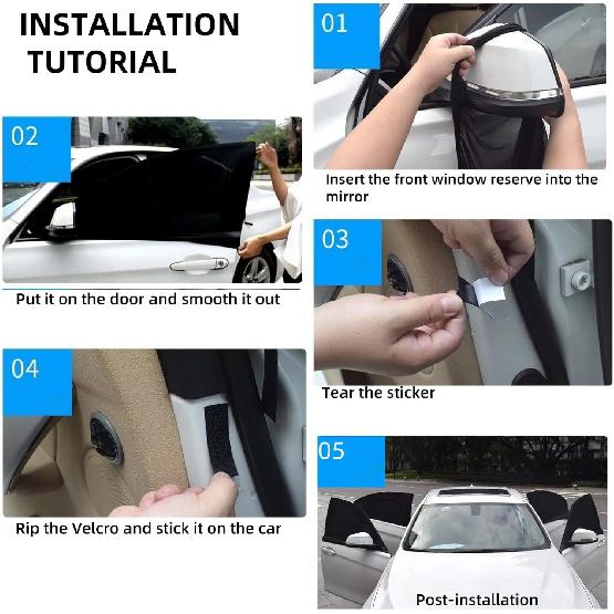 Cars Window Shades–4Pcs Breathable Mesh Sun Shade For Back & Side Windows, UV Protection For Baby, Family & Pets, Privacy Screen, Bug & Mosquito