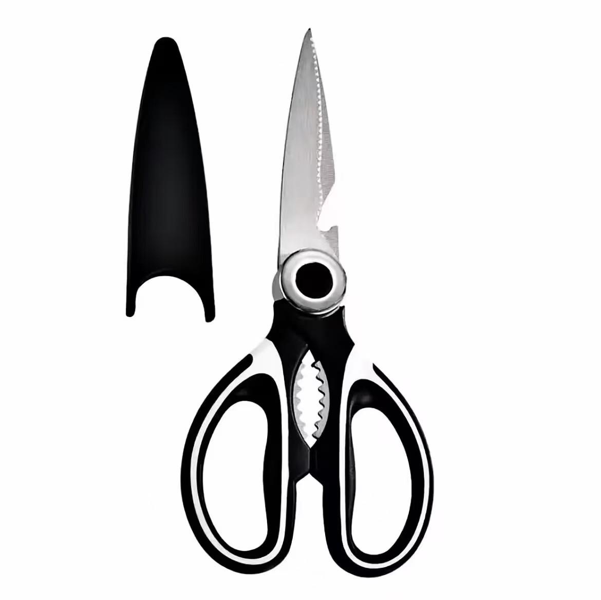 

Stainless Steel Multi-Functional Kitchen Shears with Cap for Cutting Fish, Duck, Chicken, and Bones.