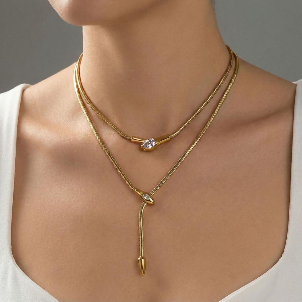 Snakehead Necklace Personality Design Sense Cold Wind Long Trend Snake Bone Chain Necklace Ornament Couple