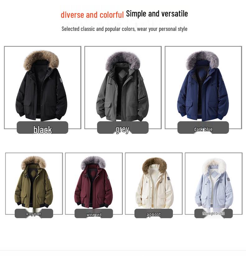 Men's & Women's High-Quality Removable Fur Collar Hooded Cotton Padded Winter Jacket
