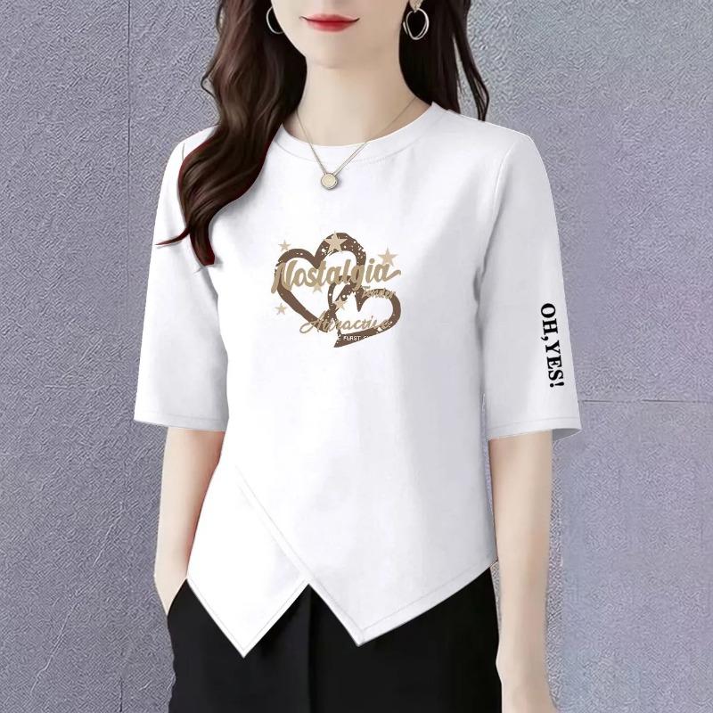 Large Size Casual Three-quarter Sleeve T-shirt Women's New Summer Loose Fashion Irregular Splicing Versatile Top