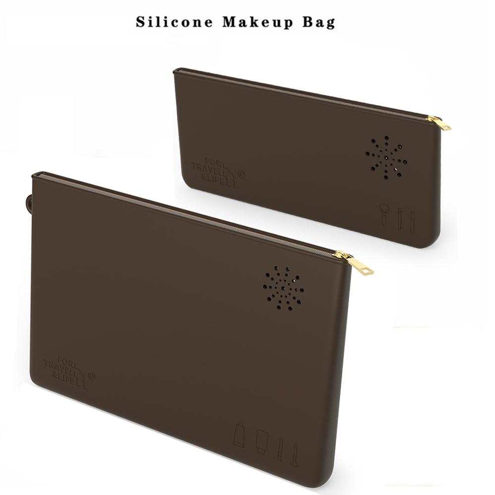 2pcs Travel Makeup Bag, Silicone Cosmetic Makeup Brush Holder, Makeup Sponge Case Portable Makeup Tools for Women Girls
