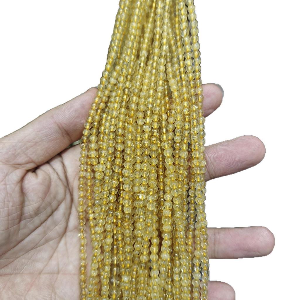 Golden Rutilated Quartz & Yellow Citrine Beads Strand for DIY Jewelry and Bracelets