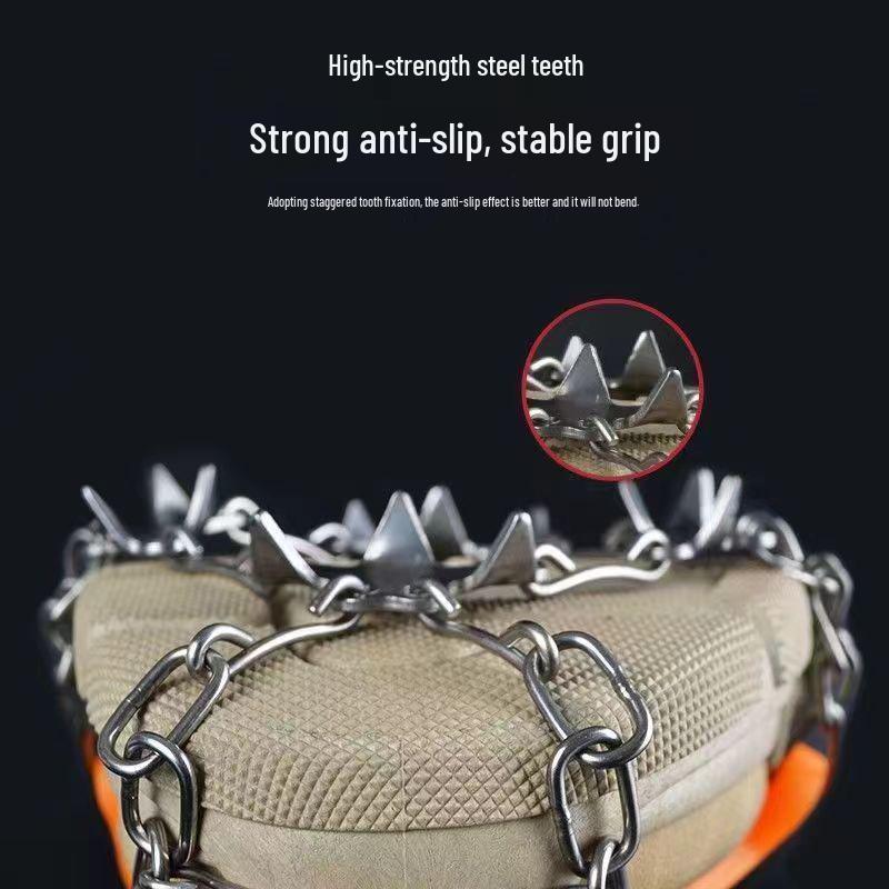 Crampones de Hielo de Acero Inoxidable de 8/10 Dientes para Exteriores: Cubiertas antideslizantes para raquetas de nieve para escalada y senderismo