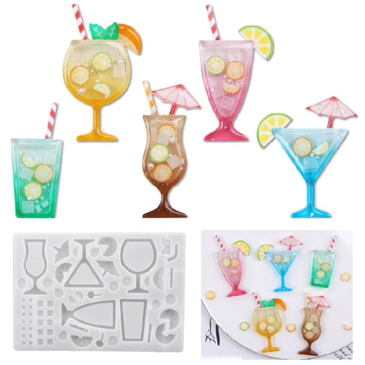 Silicone Mold Glitter Cocktail Drink Shape Decorative Molds Jewelry Crafting Tool Creative Pendant Moulds for Projects