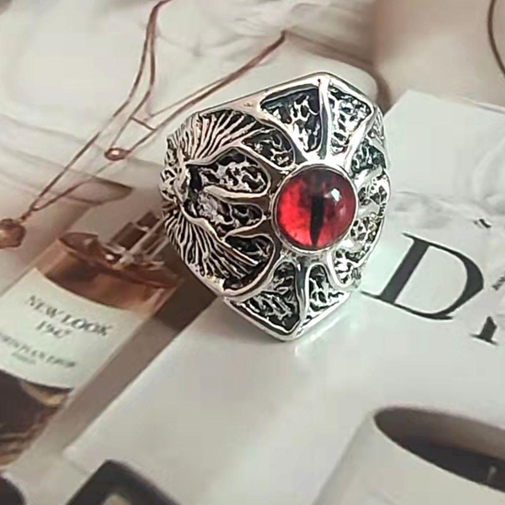 Stainless Steel Eagle Yellow Eye Creative Domineering Longan Punk Style Hip-hop Fashion Open Ring