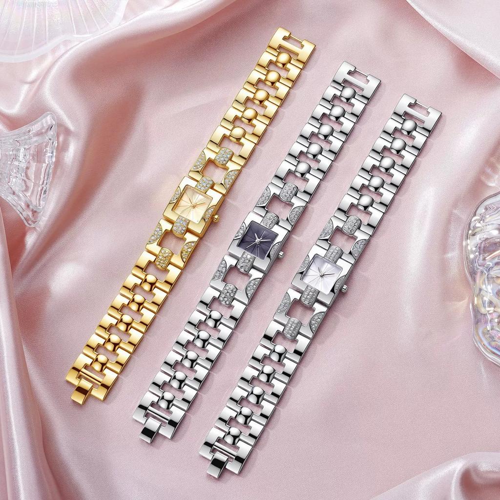 New Fashion Luxury Woman Crystal Watch Women Square Stainless Steel Quartz Wrist Watches Ladies Top Bracelet Watches Reloj Mujer