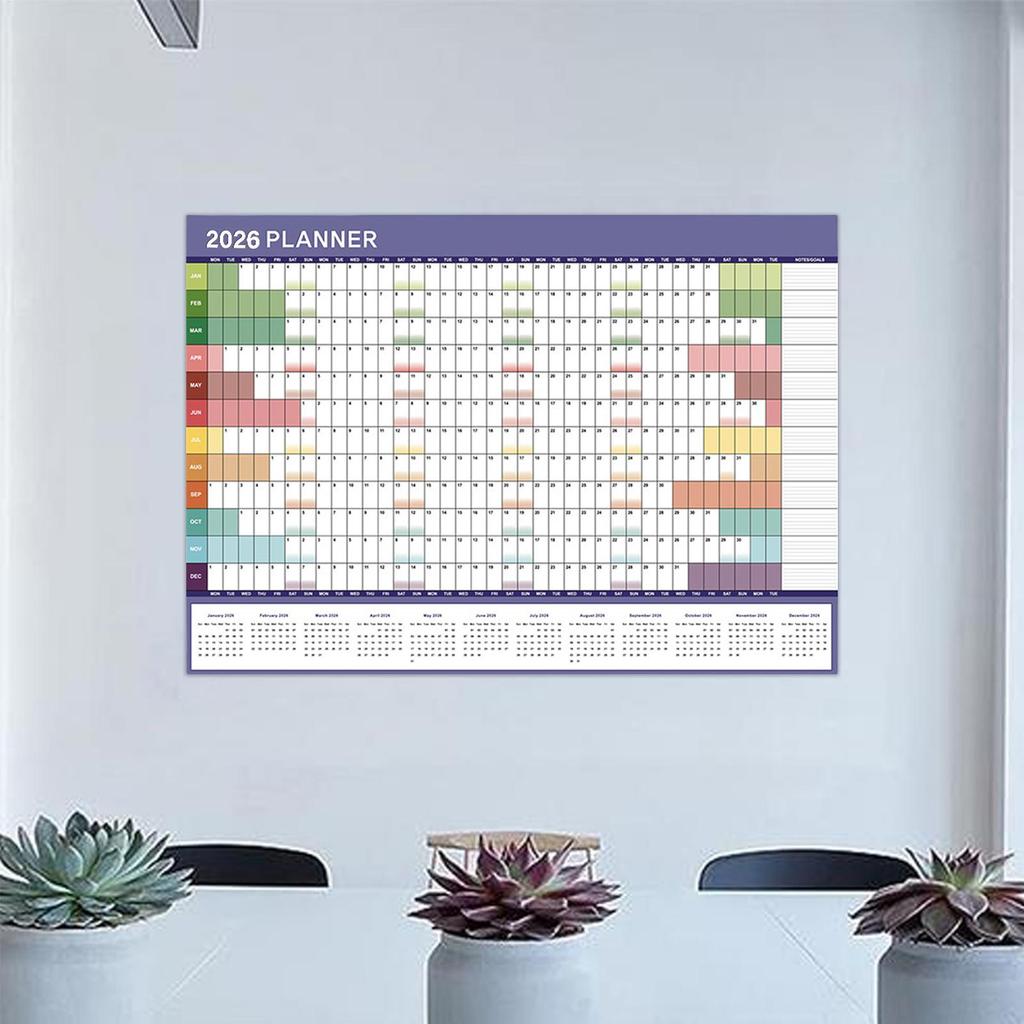 2026 Year Wall Calendar Full Year Large Size Paper Cute Sticker Yearly Weekly Annual Planner Target List Home Office Supplies