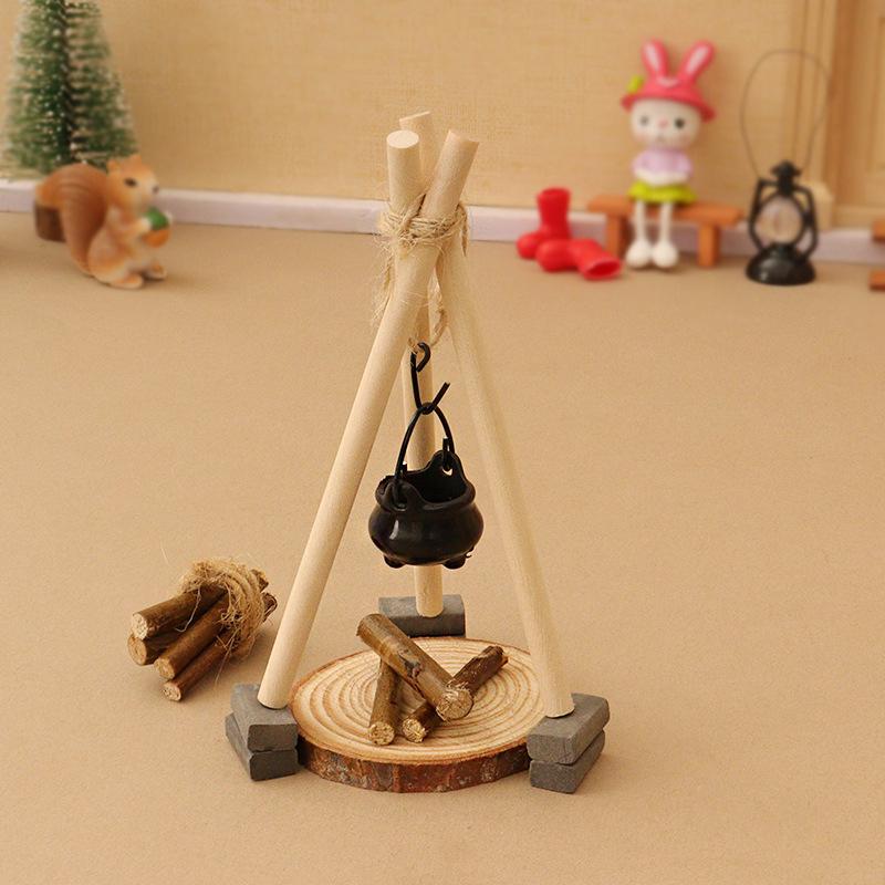 1 Set Micro Garden Landscape Decoration 1:12 Dollhouse Camping Campfire Scene Model Miniature Bonfire Ornament Diy Accessories