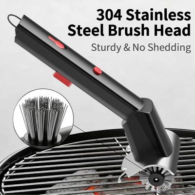 Double Wheel Rechargeable Grill Cleaner Stainless Steel Rotating Barbecue Brush  Outdoor Grill