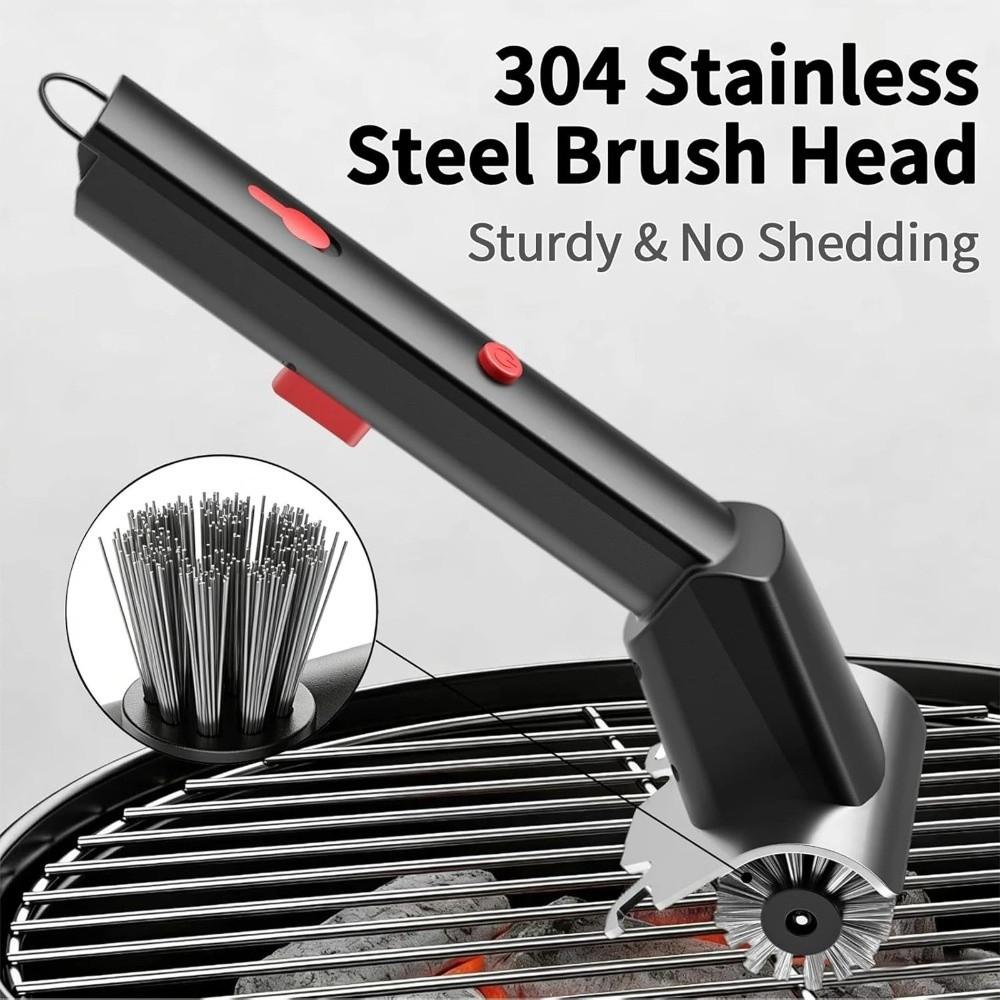 Steel Wire Bristles Rechargeable Grill Cleaner Double Wheel Rotating Barbecue Brush Outdoor Grill