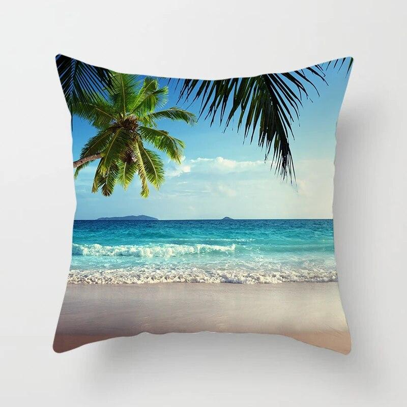 Beach Landscape Natural Scenery Printed Throw Pillow Cover Sofa Decoration Car Office Seat Cushion  Home Decor