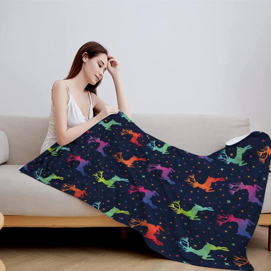 Moose Print Flannel Blanket for Nap; Coverlet; Quilt