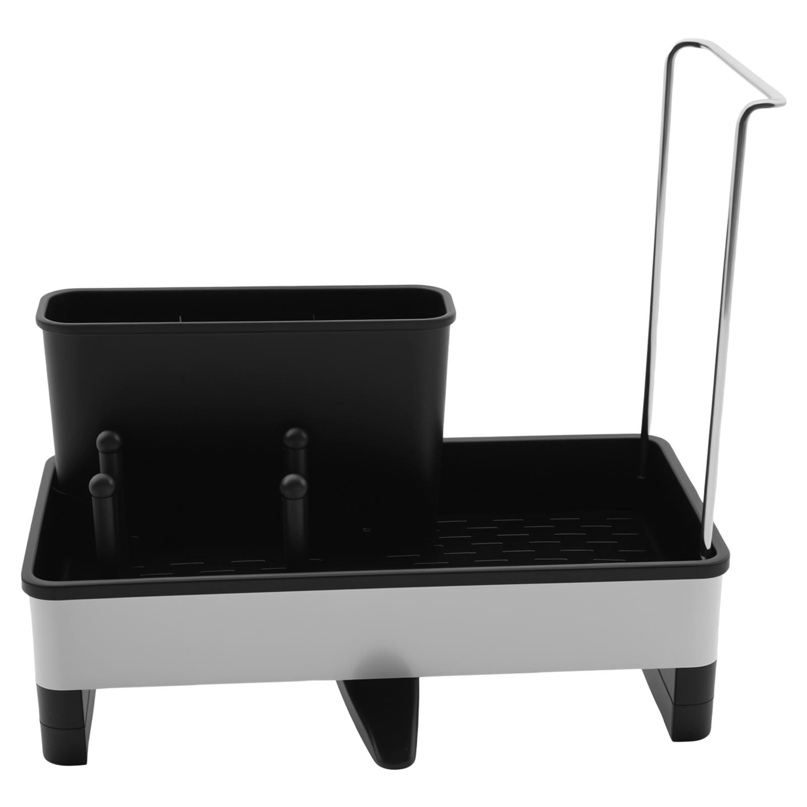 

Органайзер для кухонной раковины из нержавеющей стали с нескользящим основанием, нержавеющая подставка для раковины с дренажным отверстием, компактный органайзер для раковины чёрный