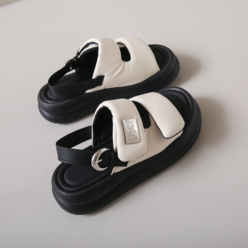 Sandálias esportivas de plataforma com velcro 2025 para uso de verão feminino, pisando em merda, sola macia, leve, casuais, para praia, estilo romano