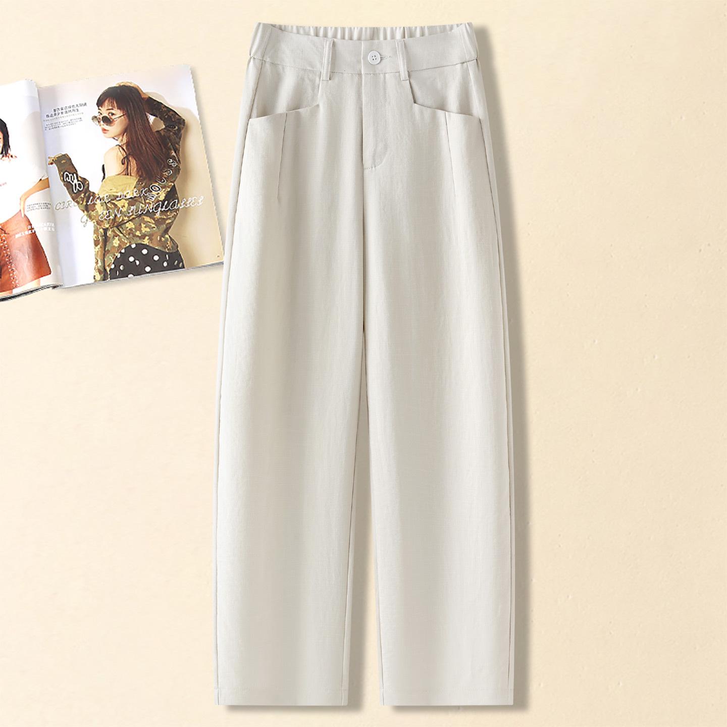 

Women s Off-white Elastic Slimming Casual Harem Pants - Spring/Autumn Loose Fit M грязно-белый