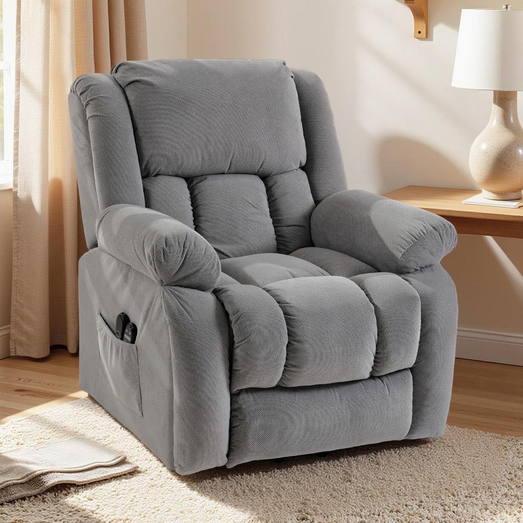 Electric Recliner Chair, Massage and Heating, Footrest, Reclining Backrest, Remote, Side Pocket